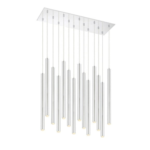 Z-Lite Forest 14 Light Modern Steel LED Island Pendant in Chrome