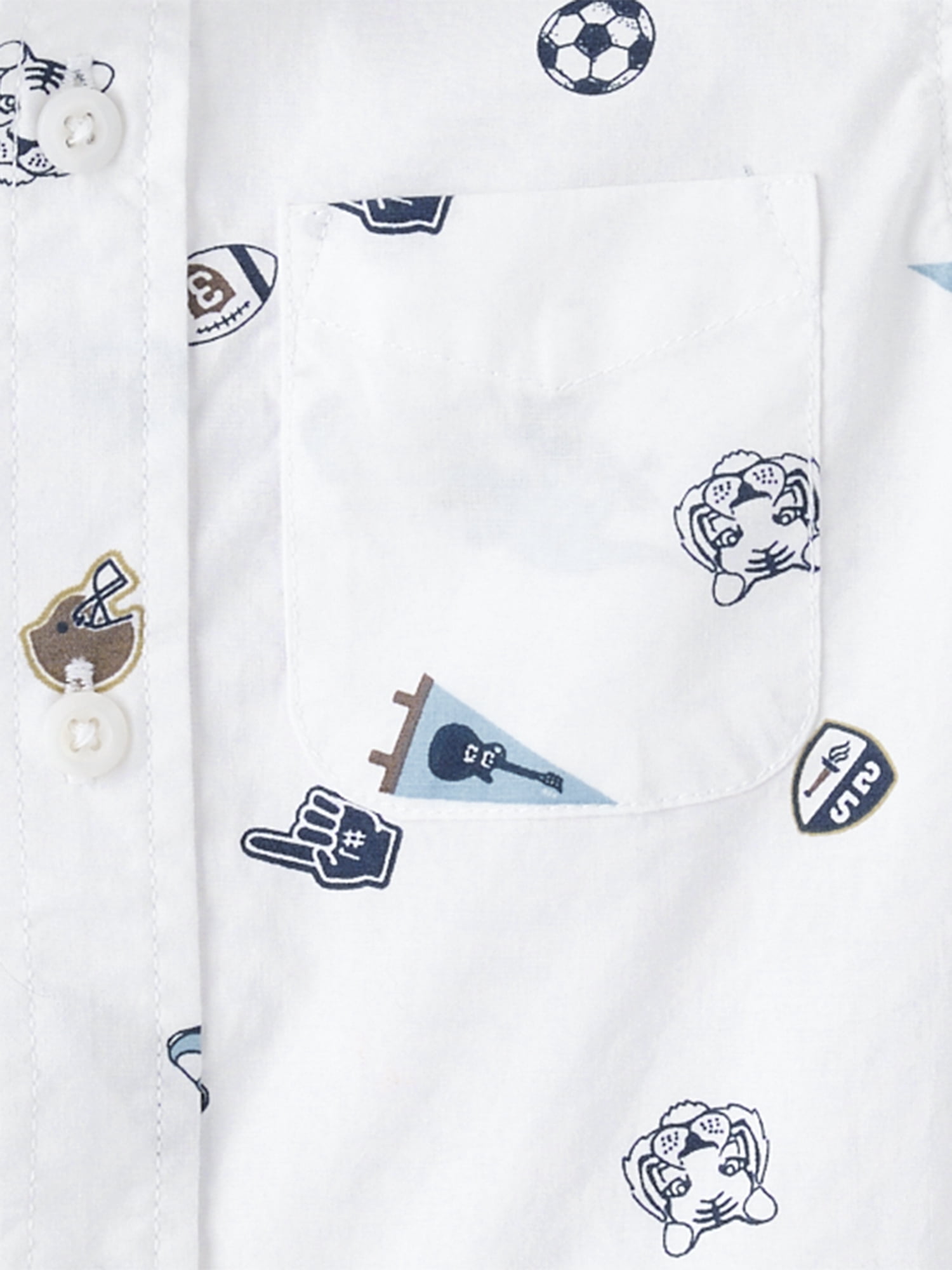 The Children's Place Baby And Toddler Boys Short Sleeve Print Poplin Button Up Shirt, Sizes 6M-5T