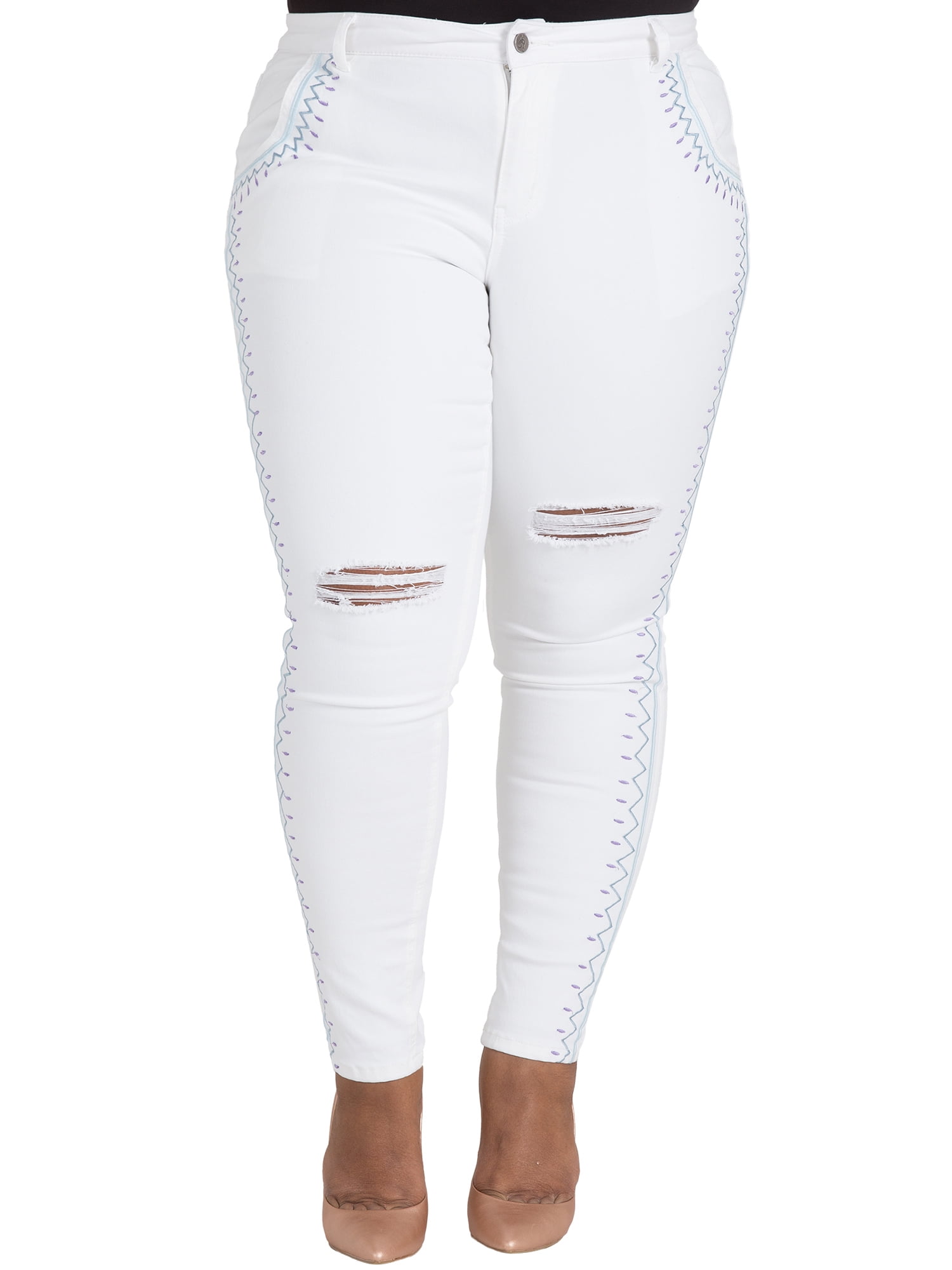 women's curvy fit white jeans