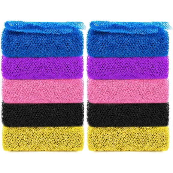 10 Pieces African Exfoliating Net, African Net Long Net Bath Sponge, Nylon African Bathing Sponge, Exfoliating Shower Body Scrubber Back Scrubber Skin