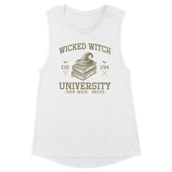 Wicked Witch University Women's Muscle Tank Large White