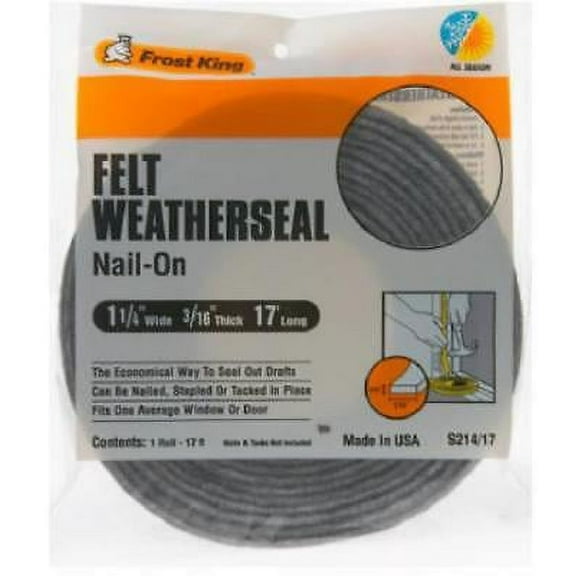 1-1/4" x 3/16" 17' Multi-Purpose Felt Weather-Strip 4PK