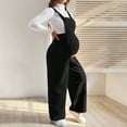 thumbnail image 6 of breaise Women's Maternity Jumpsuits Loose Fit Adjustable Strap Overalls Pregnancy Wide Leg Corduroy Romper with Pockets XL Black, 6 of 7