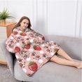thumbnail image 5 of Oversized Wearable Blanket Hoodie,Pink Cow Strawberry Hat Pattern Sherpa Blanket Hoodie with Super Pockets,Super Warm Fuzzy Pullover for Women & Men, 5 of 6