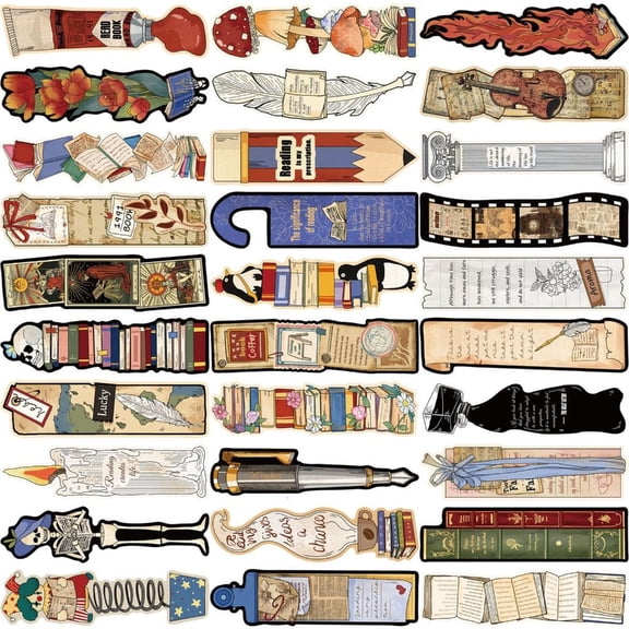 Zonest 30 Sheets/Set Irregular Book Markers Retro Reading Page Markers Creative Bookmarks Paper Bookmarks for Book Reading