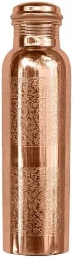 RATAN ENTERPRISES Pure Copper Embossed Water Bottle with Lid 750ML