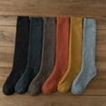 thumbnail image 4 of Women's long tube calf socks autumn and winter plus velvet padded towel socks warm high tube knee solid color calf socks-turmeric, 4 of 6