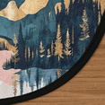 thumbnail image 3 of CURLYOOT Round Rug 3ft Mountain Forest Tree with Sun Area Rug, Washable Circle Mat Non Slip Floor Carpet Mat, Soft Indoor Rugs for Entryway Living Room Dining Room Bedroom, 3 of 7