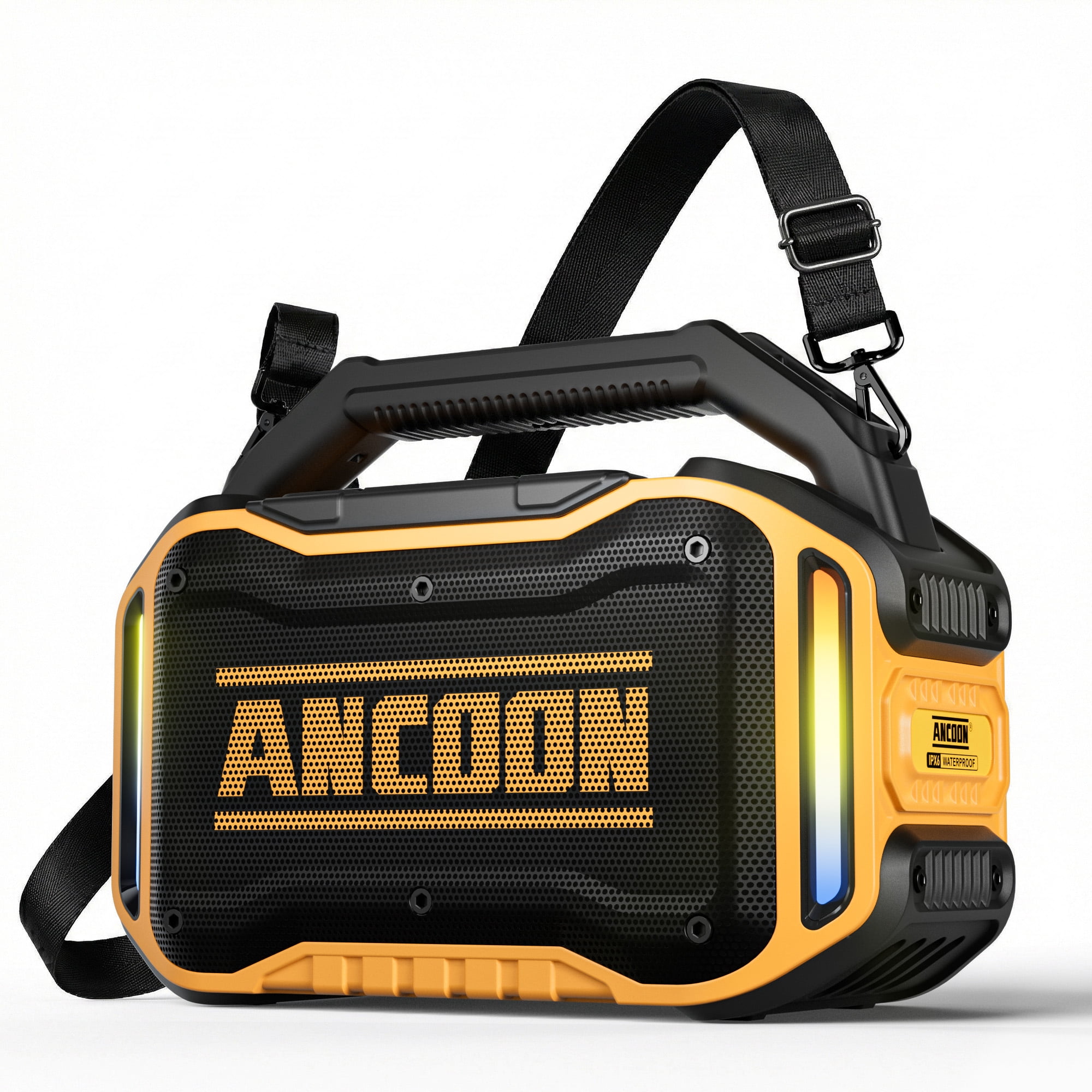 ANCOON Speakers Bluetooth Wireless: 80W(Peak) Loud Speaker with Bass, 20H Playtime, IPX6 Waterproof, Large Jobsite Speakers for Work, Outdoor, Workshop, Garage, Portable Speaker with TWS (Yellow)