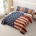 thumbnail image 3 of Manfei Rustic American Flag Quilt Full,Vintage Stars Stripes Full Bedspread Sets,Red Blue Brown,3-Piece, 3 of 7