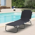 thumbnail image 3 of Resenkos Folding Chaise Lounge Pool Chairs, Outdoor Sun Tanning Chairs With 5-Level Reclining Back, Steel Frame, Black, 3 of 11