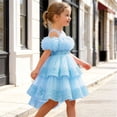 thumbnail image 6 of Toddler Girls 0-4 Years Layered Tulle Princess Dress Sequin Satin formal Ball Gown for Wedding Flower Girl, Birthdays & Stage Performance Occasions Sky Blue 1 Years, 6 of 8