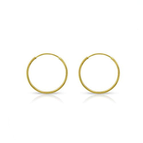 Helix Earring 14k Solid Gold Endless Hoop Earrings Sizes 10mm Nose Hoop 20mm and 3-Pair Sets Tragus Earring 14k Gold Thin Hoop Earrings 100% Real 14k Gold Cartilage Earrings 