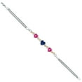 thumbnail image 3 of 925 Silver and 10K Yellow Gold Blue Created Sapphire and Pink Created Sapphire and Lab Grown Diamond Bracelet for Women (2.78 Cttw, September Birthstone, Heart 6.5/7/7.5 inch, Made in Italy), 3 of 5