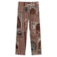 thumbnail image 4 of Red Ornate Arch Collage Pattern Winter Female Pants Flannel High Waist Women Pants Lady Warm Straight Leg Plush Trousers, 4 of 7