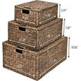 thumbnail image 3 of happimess BSK2006B-3SET Brooks Classic Farmhouse Woven Hyacinth Rectangular Wicker Storage Baskets with Lids and Handles, Brown (Set of 3), Seagrass Containers for Decoration in Living Room, Bedroom, 3 of 14
