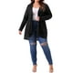 thumbnail image 2 of Chaqueta Brillante de Lentejuelas para Mujeres de Talla Grande Agnes Orinda, Abrigo de Manga Larga Abierto 1X Negro, 2 of 6