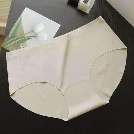 Panties for Women Tummy Women s Lace Underwear Mid-Waisted Ice Silk Full Cover Underwear Soft Satin High Waisted Panties Lightweight Breathable Underpant Briefs Silk Panties for Women Coffee M