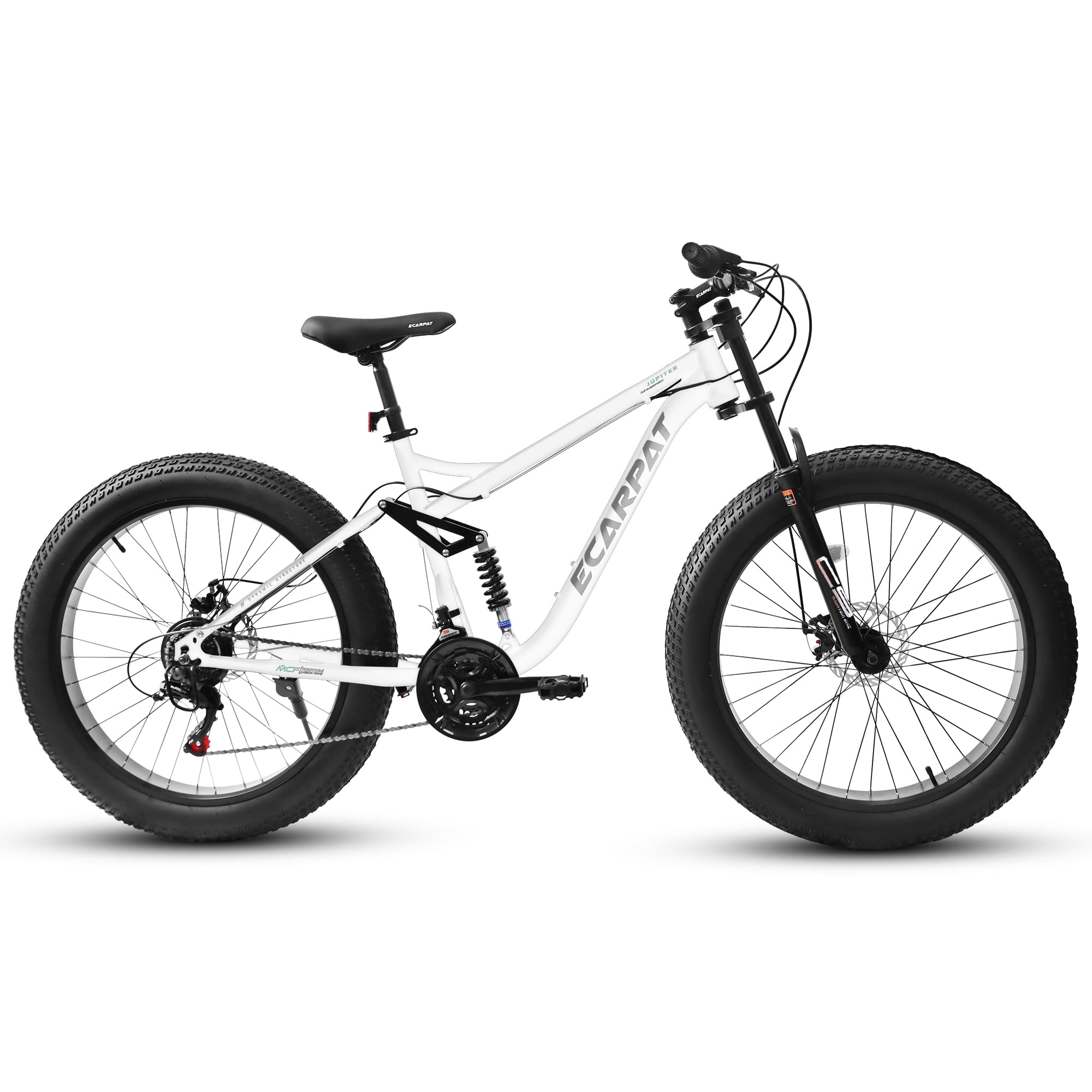 Ambifirner 26 inch Fat Tire Mountain Bike, 21 Speed with Disc-Brake Suspension, Double Disc Brake Men Women Carbon Steel Mountain Bike