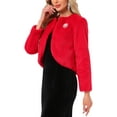 thumbnail image 4 of INSPIRE CHIC Winter Bolero for Women's Open Front Faux Fur Bolero Shrug S Red, 4 of 6