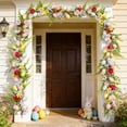 thumbnail image 2 of Easter Egg Garland 72.8in | Artificial Rattan Vines with Colorful Eggs, Leaves & Bows | Spring Floral Door Decor, Multicolor Plastic, Indoor Outdoor Mantel Patio Porch Accent, 2 of 7