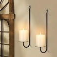 thumbnail image 4 of Wall Candle Sconces Set of Two, Taper and Pillar Holder, Entryway and Stair Corner Decor, Living Room Iron Candle Holders, Matte Black, 4 of 6