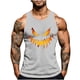 thumbnail image 2 of Camiseta sin mangas de cuello redondo para hombre, con estampado de Halloween, cuello redondo, estilo informal, deportiva, para hombre, 2 of 5