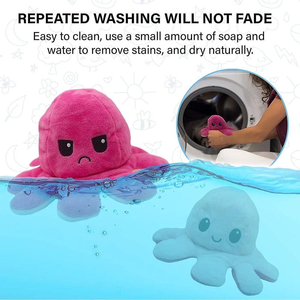 Reversible Octopus Plush Toy Soft Double-sided Happy Sad Cute Mini