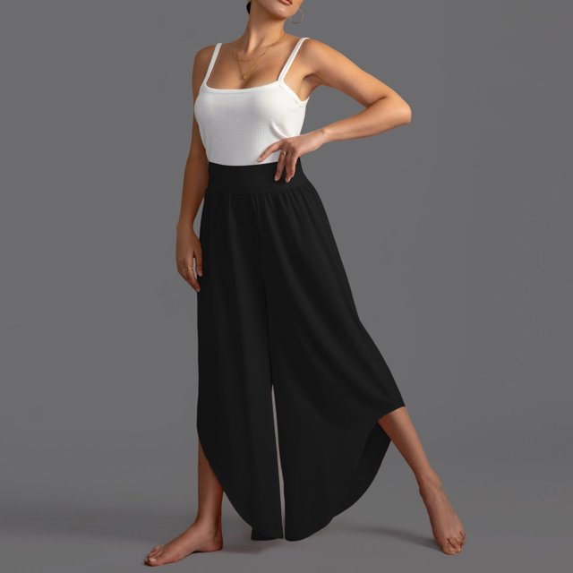 WILLBEST Pantalones Casuales elegantes para Mujer, de Pierna Ancha, Cintura Alta, Yoga, Hippie, Playa, Talla Grande, Palazzo para Mayor Comodidad y Versatilidad. Extra Grande