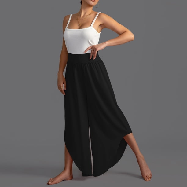 WILLBEST Pantalones Casuales elegantes para Mujer, de Pierna Ancha, Cintura Alta, Yoga, Hippie, Playa, Talla Grande, Palazzo para Mayor Comodidad y Versatilidad. Extra Grande