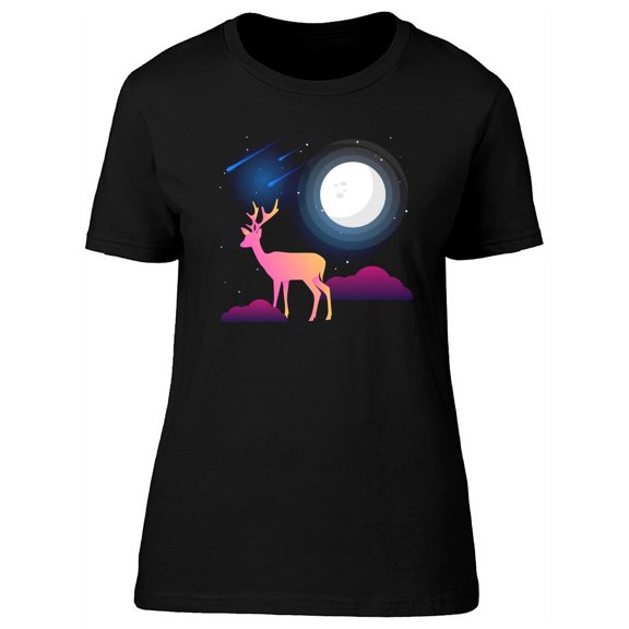 Deer On A Nightsky Gradient Tee Women's -Image by Shutterstock