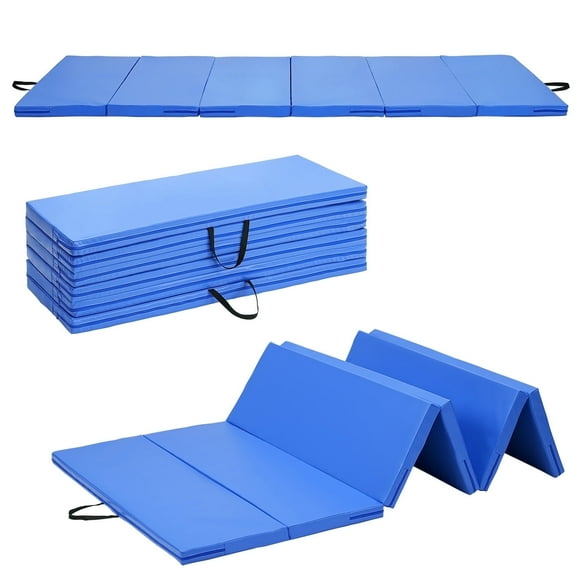 Ainfox 2"  6 Folding PU Panel 4'x8' Blue Gymnastics Gym Mat