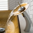 thumbnail image 3 of KRAUS Rectangular Gold Glass Bathroom Vessel Sink and Waterfall Faucet Combo Set with Matching Disk and Pop-Up Drain, Chrome Finish, 3 of 7