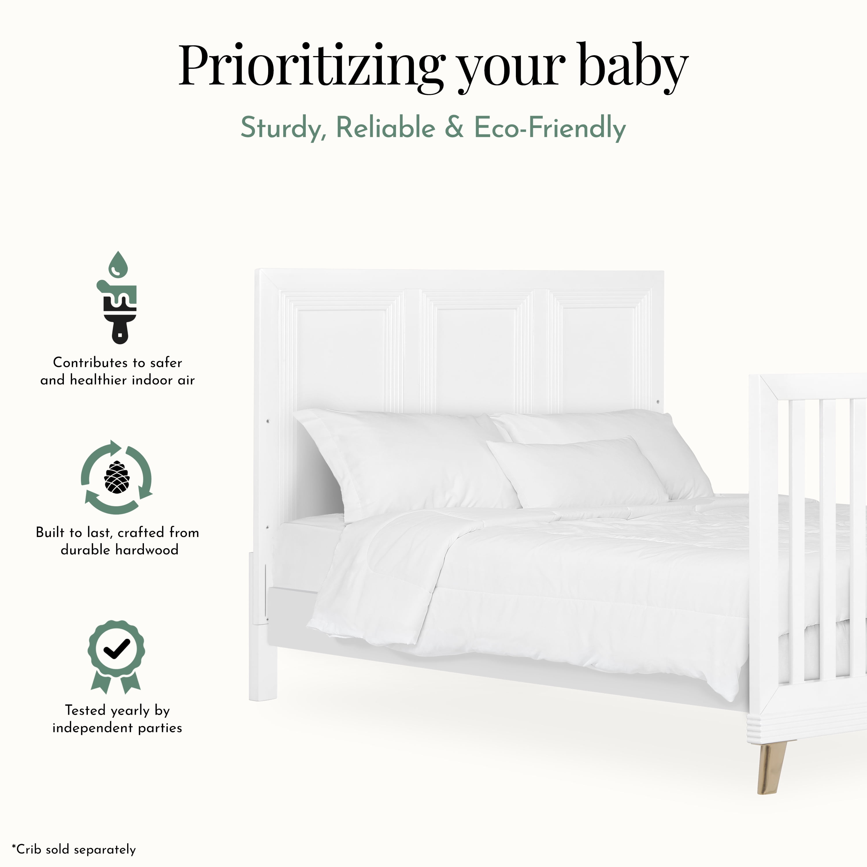 Evolur Convertible Crib Wooden Full Size Bed Rail Stardust