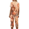 thumbnail image 3 of GERsome Pajama Set for Women 2 Piece Capri Pants Short Sleeve Top Sleepwear Soft Pjs Loungewear S-2XL, 3 of 5