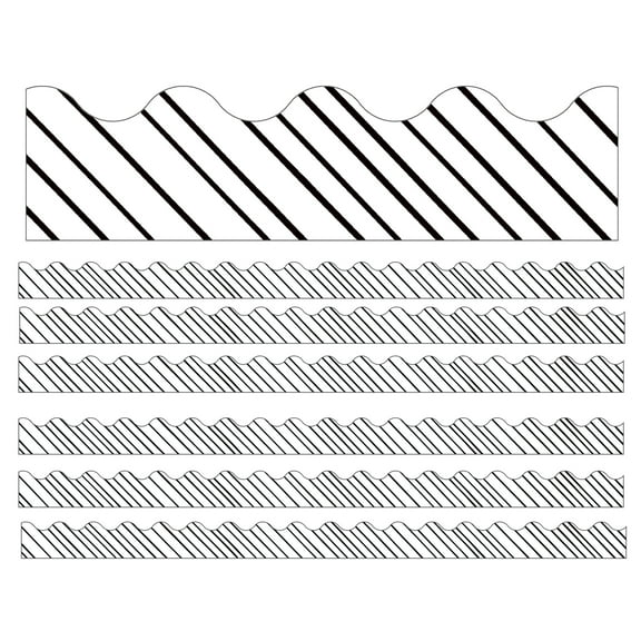 Carson Dellosa Education Kind Vibes Black & White Stripes Scalloped Borders, 39 Feet Per Pack, 6 Packs