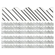 Carson Dellosa Education Kind Vibes Black & White Stripes Scalloped Borders, 39 Feet Per Pack, 6 Packs