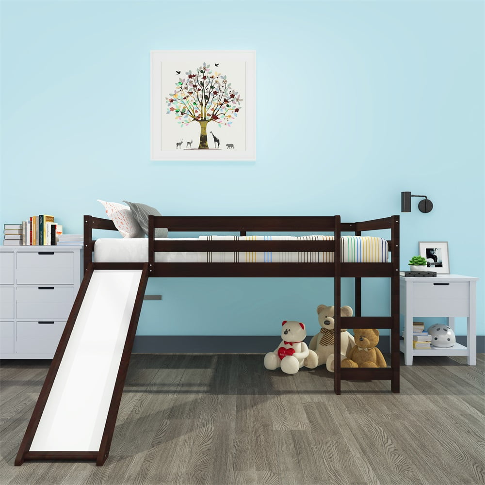 Multifunctional Design Loft Bed with Slide, Twin Size Kids ...