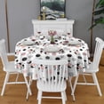 thumbnail image 2 of White Cow Geometric Pattern Round Tablecloth 60"x60",Wrinkle Wipeable Table Cloth for Kitchen Dining Room Picnic Patio Party, 2 of 6