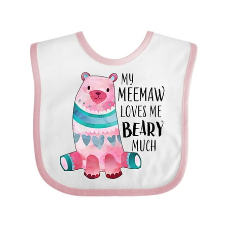 

Inktastic My Meemaw Loves Me Beary Much with Cute Bear Gift Baby Boy or Baby Girl Bib