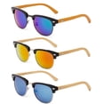 thumbnail image 2 of 3 Pack Metal Plastic Mixed Frame Vintage Fashion Sunglasses for Men for Women, Bamboo Temple, 2 of 2