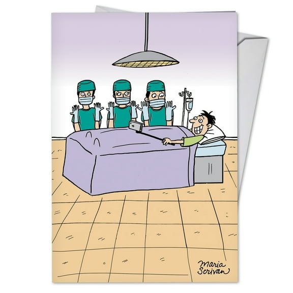 NobleWorks - C4012GWG Funny Get Well Greeting Card 'Surgery Selfie' with Envelope by NobleWorks