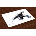 thumbnail image 1 of Ambesonne Hockey Place Mats Set of 4, Goalkeeper Playing Game, Standard Size, Purple Black White, 1 of 4