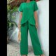 thumbnail image 4 of Conjunto de Dos Piezas de Verano para Mujer, Corta, Cuello Redondo, Pierna , Pantalón . Verde M, 4 of 8