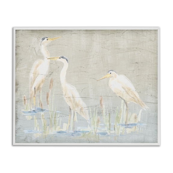 Stupell Industries Rustic Lodge Rustic Nautical Herons White Framed Giclee Art, 14 x 11, by June Erica Vess
