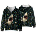 thumbnail image 4 of Uorisanigo Star Shark Boys & Girls Zip Up Hoodie Kids Sweatshirt Jacket with Pockets Lightweight Fluffy Furry Outerwear Long Sleeve Hooded Hoodies Fall Winter Clothing, 4 of 7