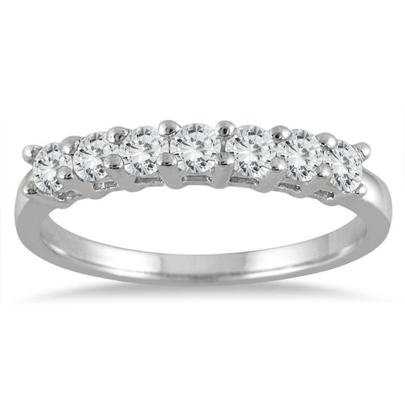 SZUL Women's 1/2 Carat TW 7 Stone Diamond Band in 10K White Gold (J-K-L Color, I2-I3 Clarity)