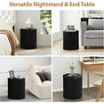 thumbnail image 5 of AVZEAR Small Round Side Table Fluted Night Stand Set of 2, Mid Century Modern End Table with Storage, Circle Bedside Tables Wood Nightstands for Small Spaces, Living Room, Bedroom (Black), 5 of 17