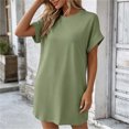 thumbnail image 6 of IUYRTFE Women's Short Sleeve T-Shirt Dress Round Neck Casual Pocket Loose Fit Midi Dress, 6 of 9
