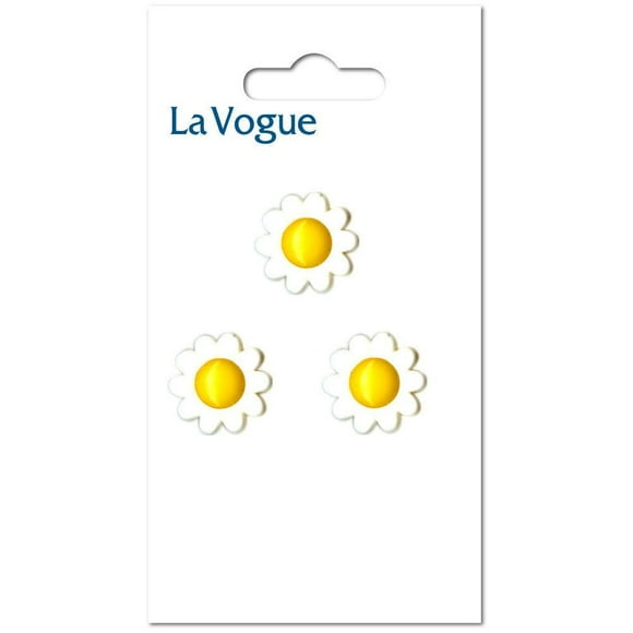 La Vogue Shank Button Yellow And White Flower